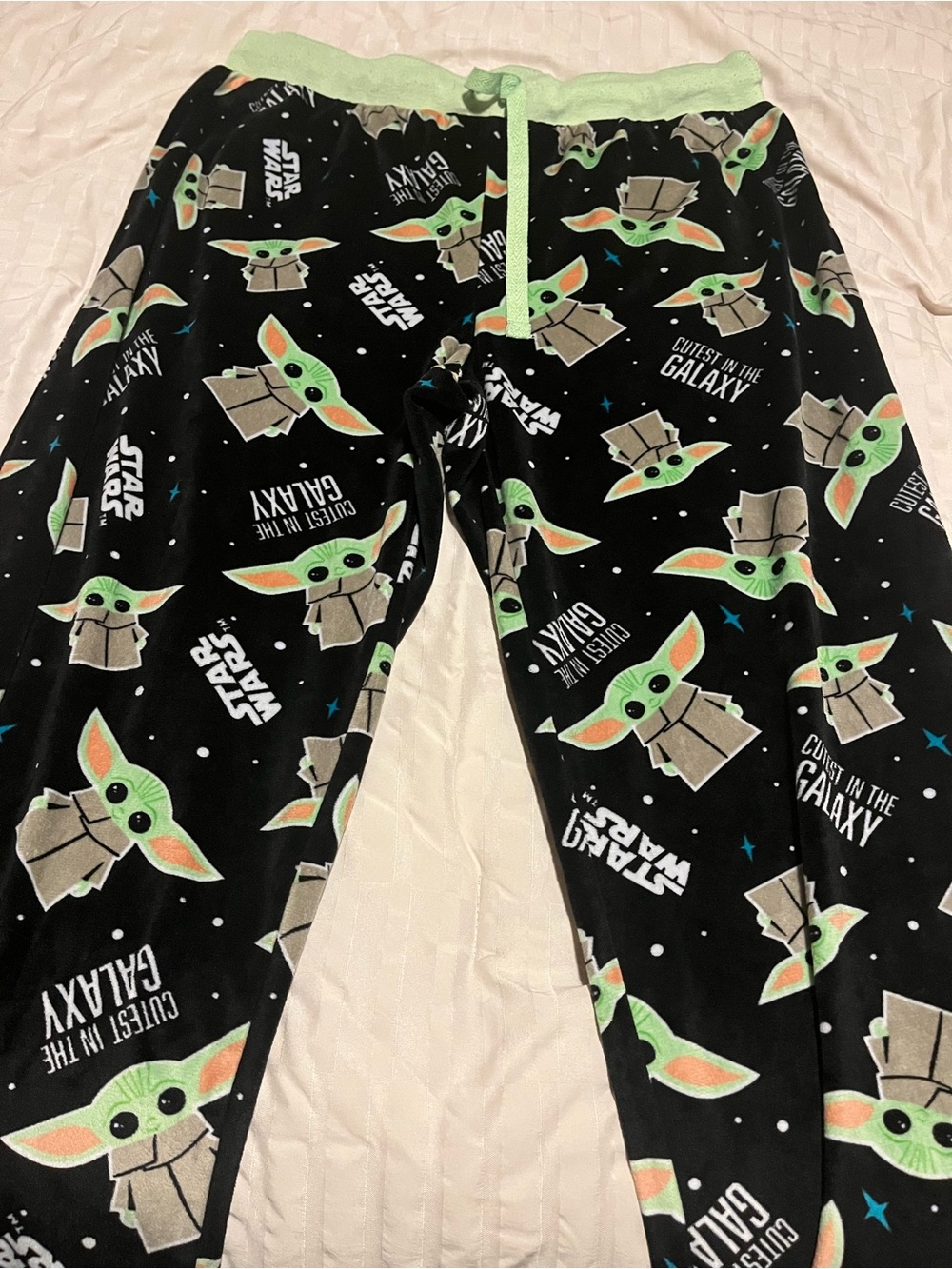 Star Wars The Child (Grogu) Black Womens Pajama Pants - Green Accent